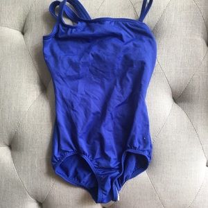 Body wrappers blue leotard with open back